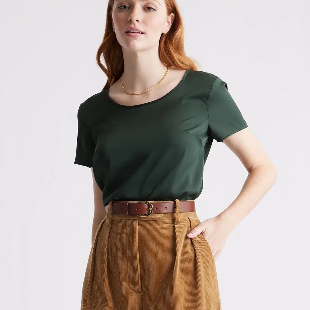 Quince Green washable silk t shirt